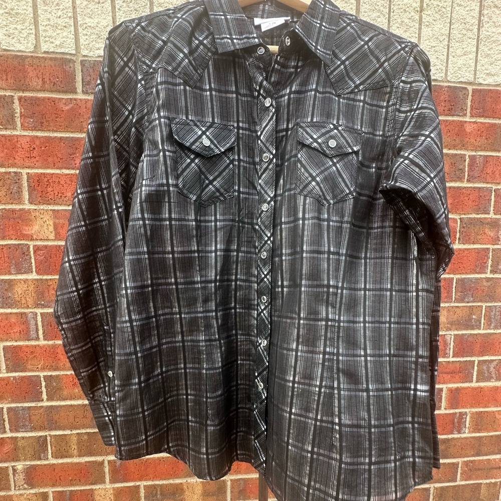Ariat Plaid Snap Long Sleeve Shirt Western Rodeo Cowgirl Country Concert Glam L